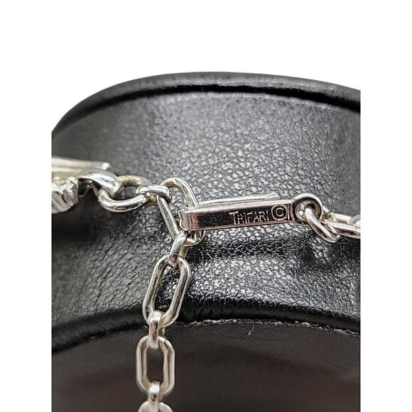 Trifari Rare Choker Necklace 16" Silver Tone Faux Gray Pearls Rhinestones - Picture 9 of 16